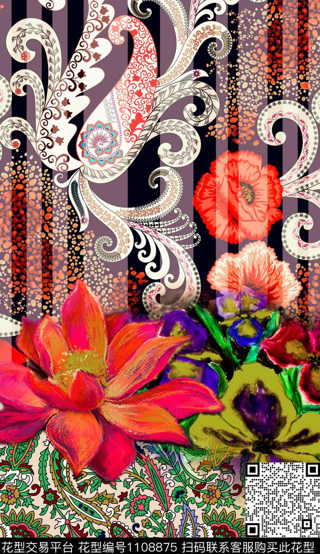 民族风数码华亿平台定位花数码印花华亿平台下载（图片编号: 1108875） - 瓦栏（Walan）