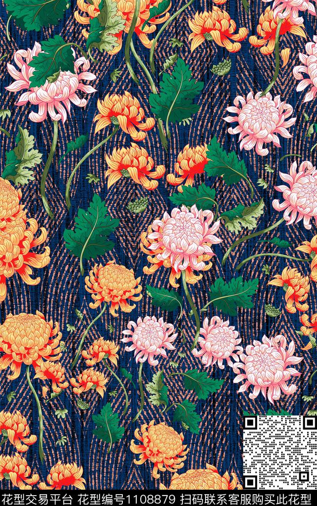 花卉笔触肌理数码印花华亿平台下载（图片编号: 1108879） - 瓦栏（Walan）