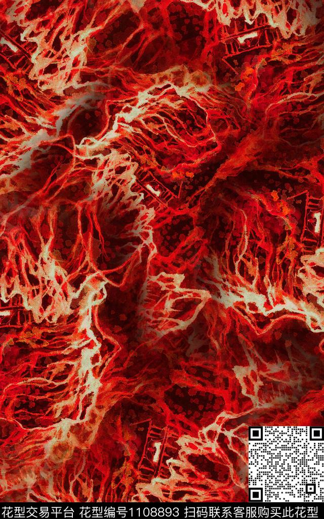 笔触肌理抽象数码印花华亿平台下载（图片编号: 1108893） - 瓦栏（Walan）