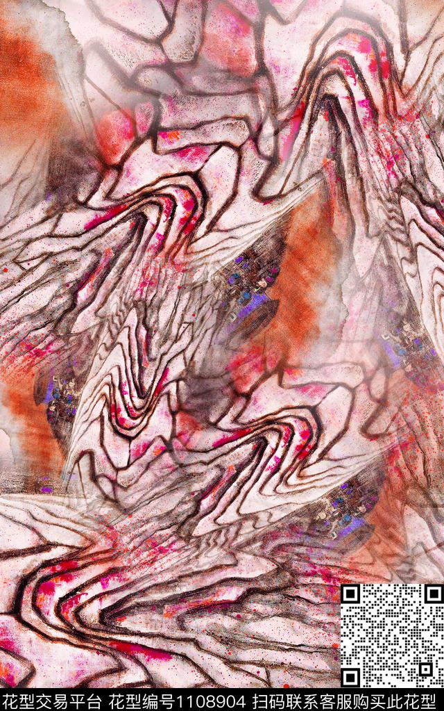 笔触肌理抽象数码印花华亿平台下载（图片编号: 1108904） - 瓦栏（Walan）