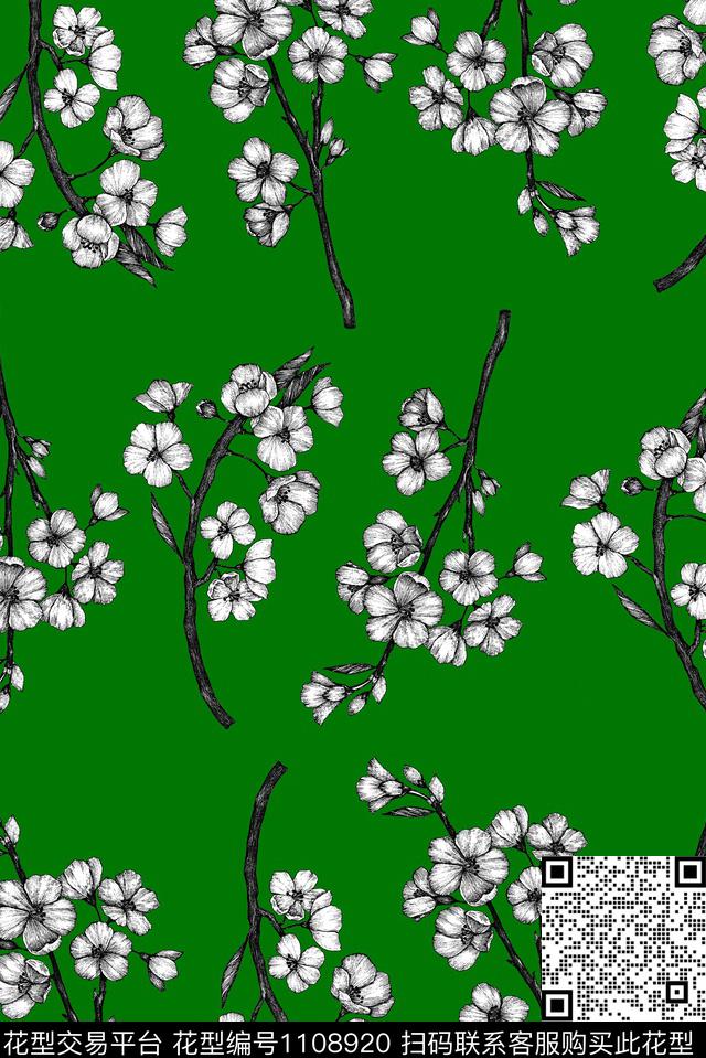 女装手绘花卉花卉数码印花华亿平台下载（图片编号: 1108920） - 瓦栏（Walan）