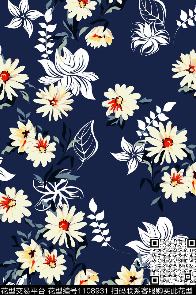 菊花女装花卉数码印花华亿平台下载（图片编号: 1108931） - 瓦栏（Walan）
