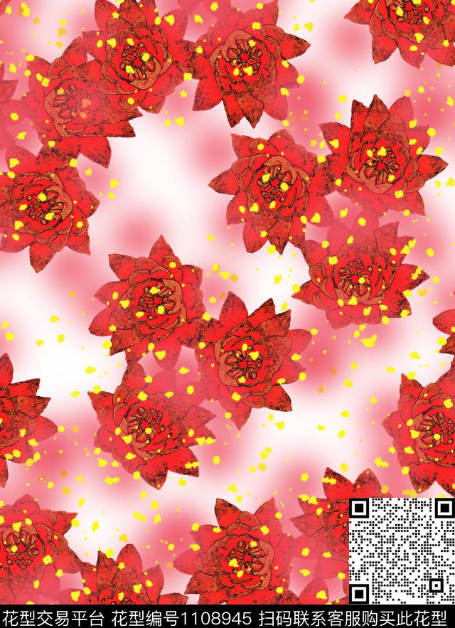 创意花卉混合拼接数码印花华亿平台下载（图片编号: 1108945） - 瓦栏（Walan）
