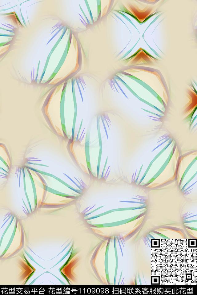 抽象花卉径庭迷彩渐变色彩数码印花华亿平台下载（图片编号: 1109098） - 瓦栏（Walan）