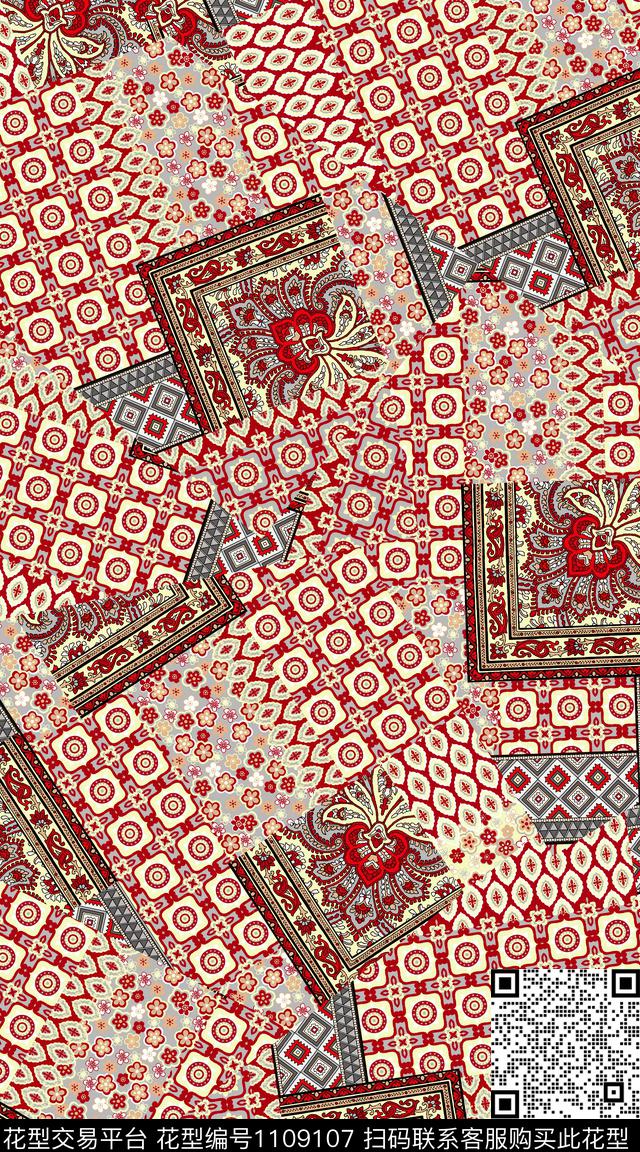 大牌风佩斯利民族风数码印花华亿平台下载（图片编号: 1109107） - 瓦栏（Walan）