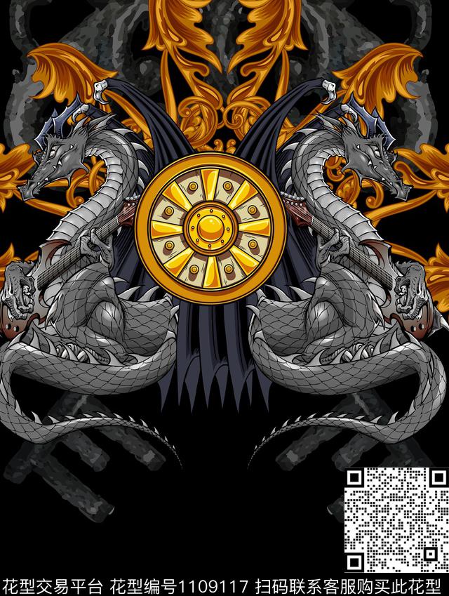 男装龙黑暗风数码印花华亿平台下载（图片编号: 1109117） - 瓦栏（Walan）