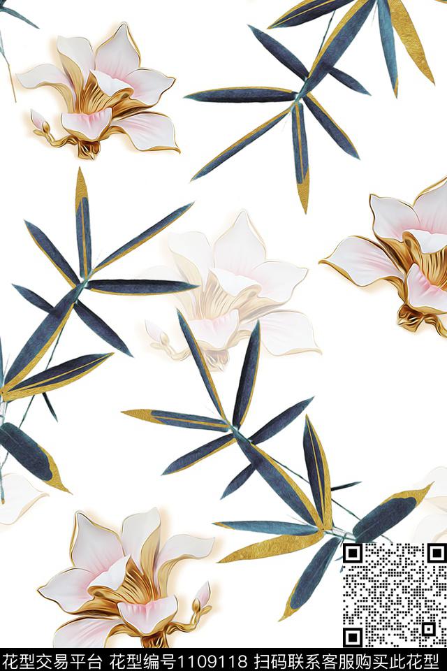 花卉复古素雅数码印花华亿平台下载（图片编号: 1109118） - 瓦栏（Walan）