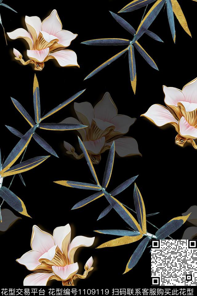 花卉复古素雅数码印花华亿平台下载（图片编号: 1109119） - 瓦栏（Walan）