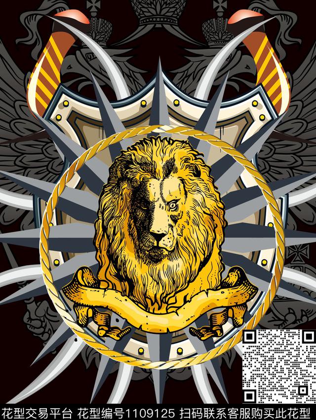 狮子3D立体立体图案数码印花华亿平台下载（图片编号: 1109125） - 瓦栏（Walan）