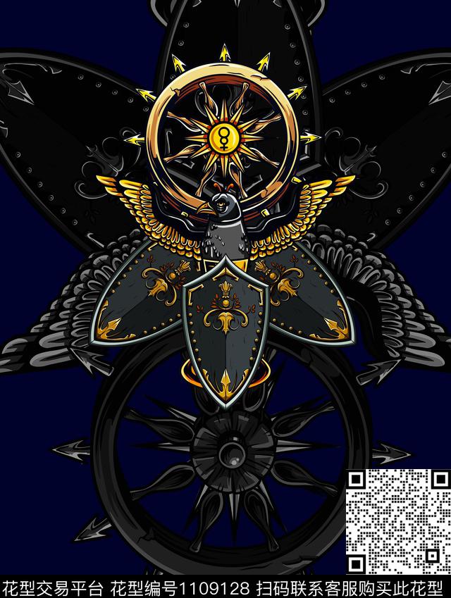 3D立体胸前独幅黑暗系列数码印花华亿平台下载（图片编号: 1109128） - 瓦栏（Walan）