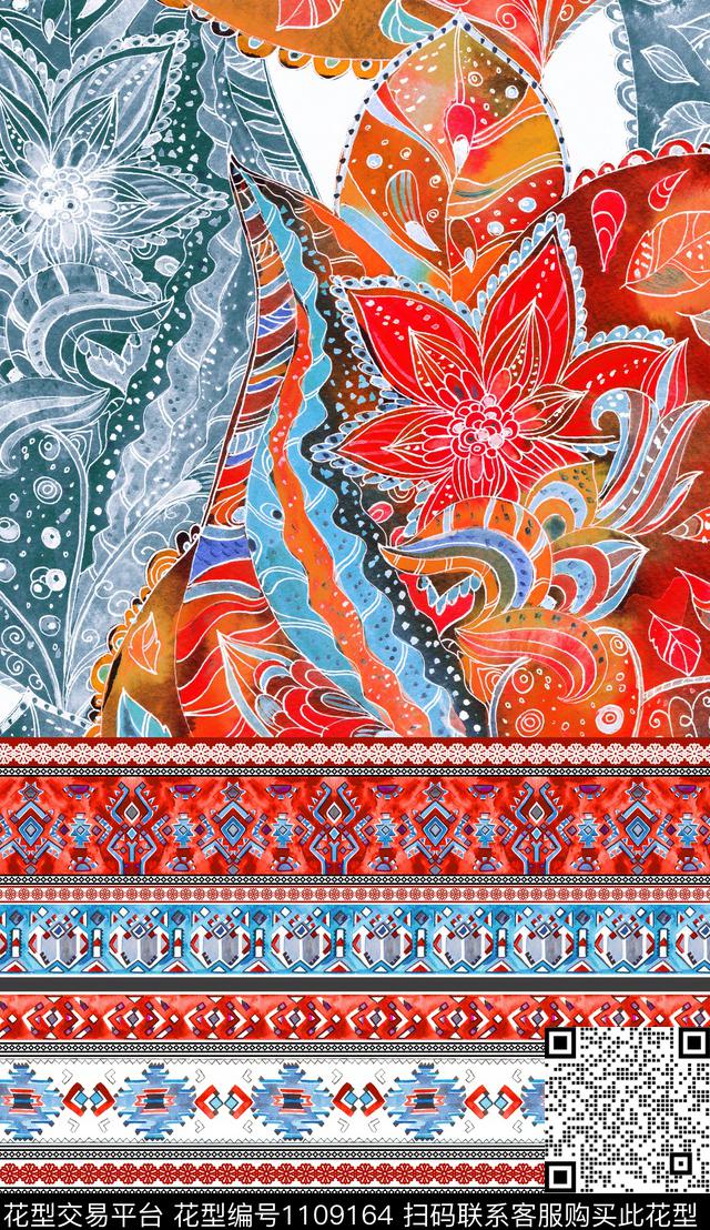 定位花民族风数码华亿平台数码印花华亿平台下载（图片编号: 1109164） - 瓦栏（Walan）