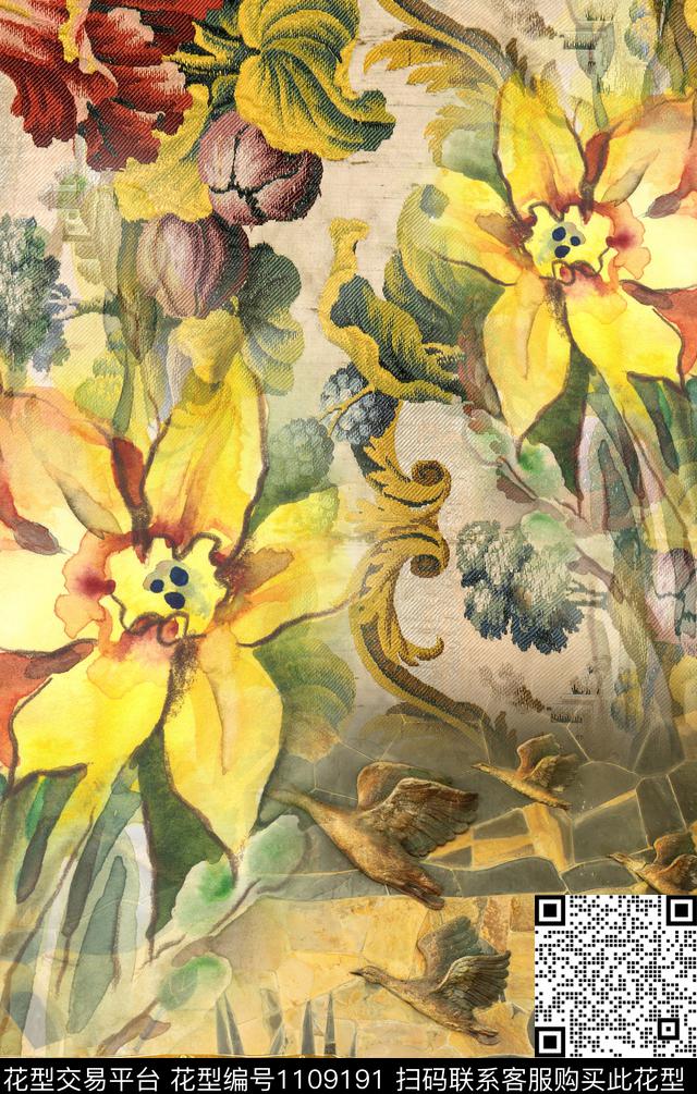大牌风定位花花卉数码印花华亿平台下载（图片编号: 1109191） - 瓦栏（Walan）