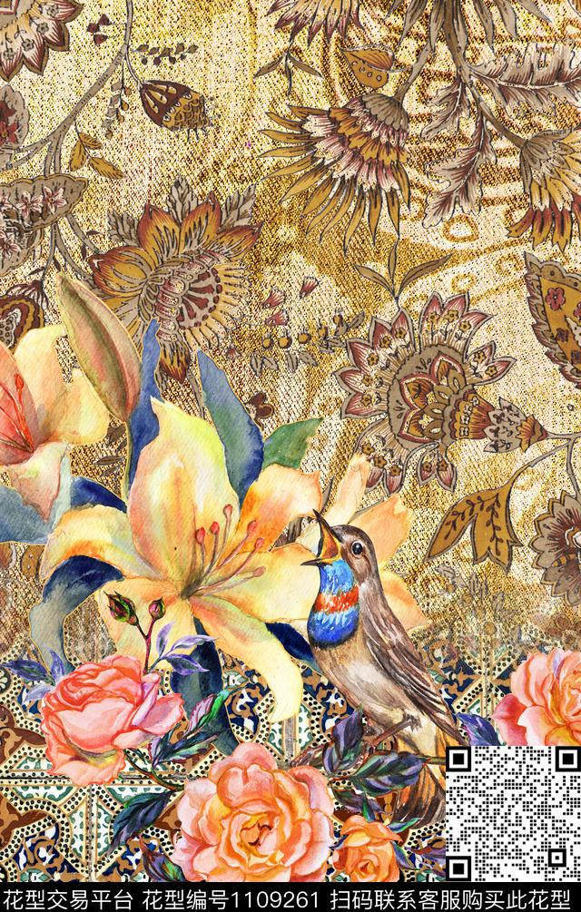 大牌风定位花数码华亿平台数码印花华亿平台下载（图片编号: 1109261） - 瓦栏（Walan）