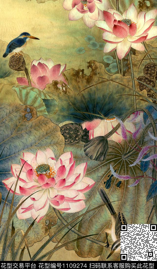 定位花国画数码华亿平台数码印花华亿平台下载（图片编号: 1109274） - 瓦栏（Walan）