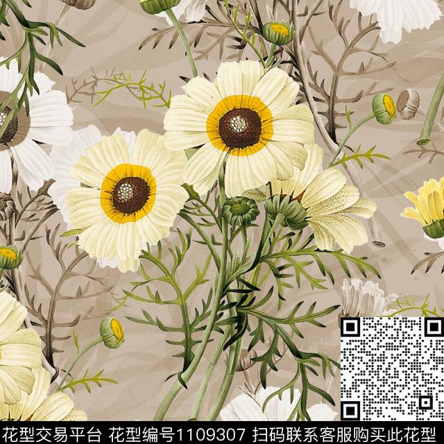 民族风清爽底花卉热带华亿平台数码印花华亿平台下载（图片编号: 1109307） - 瓦栏（Walan）