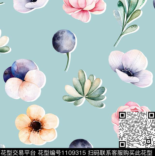 花卉简欧数码华亿平台数码印花华亿平台下载（图片编号: 1109315） - 瓦栏（Walan）