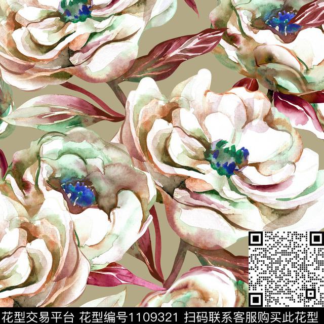 大牌风花卉抽象花卉数码印花华亿平台下载（图片编号: 1109321） - 瓦栏（Walan）