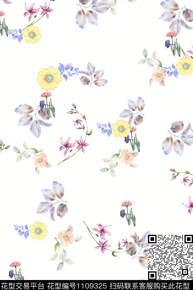 花卉满版散花数码华亿平台数码印花华亿平台下载（图片编号: 1109325） - 瓦栏（Walan）
