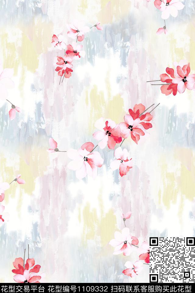 花卉满版散花数码华亿平台数码印花华亿平台下载（图片编号: 1109332） - 瓦栏（Walan）