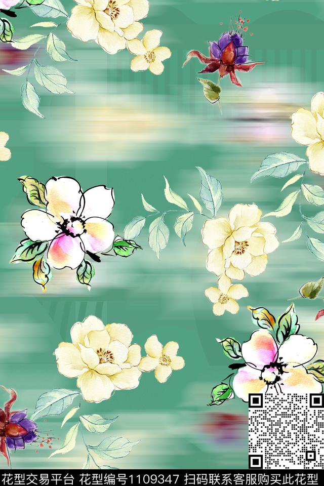 手绘花卉满版散花小碎花数码印花华亿平台下载（图片编号: 1109347） - 瓦栏（Walan）