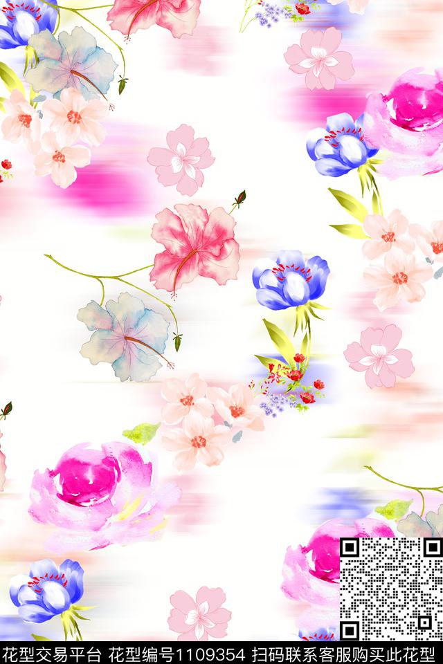 手绘花卉满版散花小碎花数码印花华亿平台下载（图片编号: 1109354） - 瓦栏（Walan）