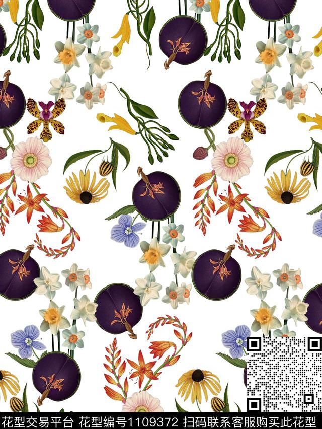 温室花卉植物几何花卉数码印花华亿平台下载（图片编号: 1109372） - 瓦栏（Walan）