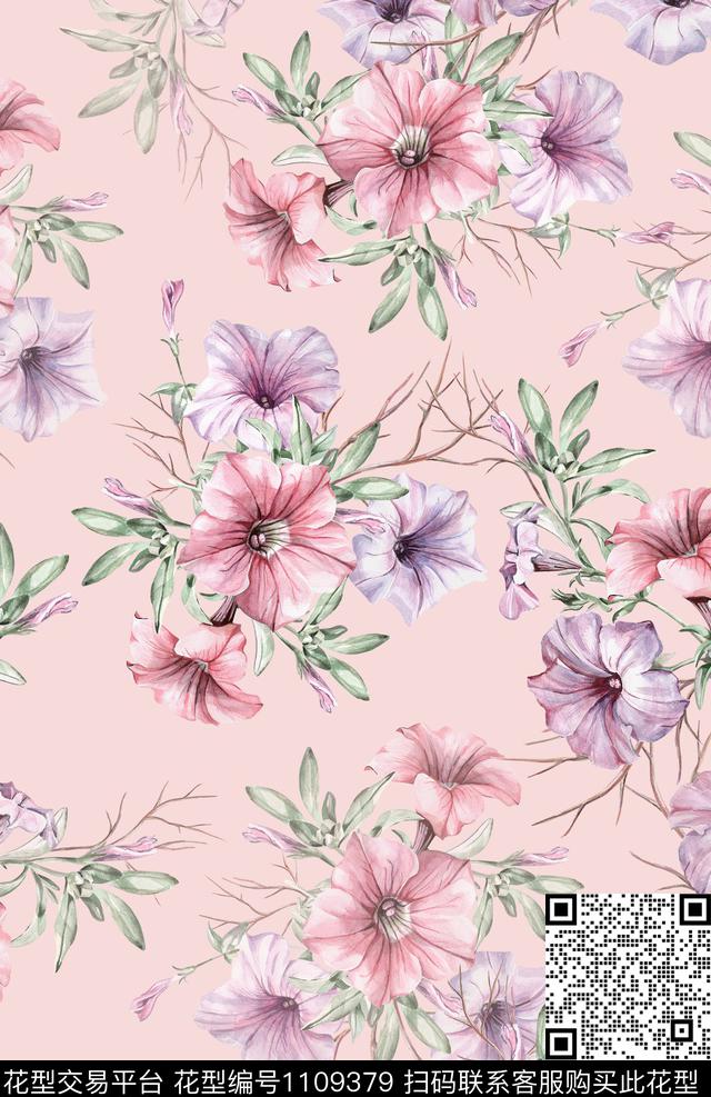 温室花卉植物几何花卉数码印花华亿平台下载（图片编号: 1109379） - 瓦栏（Walan）