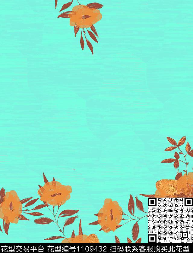 创意花卉混合拼接数码印花华亿平台下载（图片编号: 1109432） - 瓦栏（Walan）