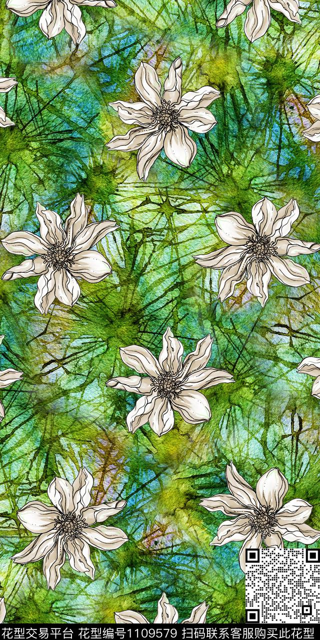 大牌风花卉民族风数码印花华亿平台下载（图片编号: 1109579） - 瓦栏（Walan）