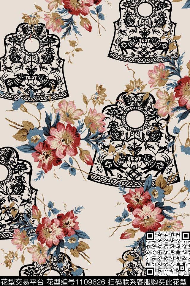 花卉民族风数码华亿平台数码印花华亿平台下载（图片编号: 1109626） - 瓦栏（Walan）
