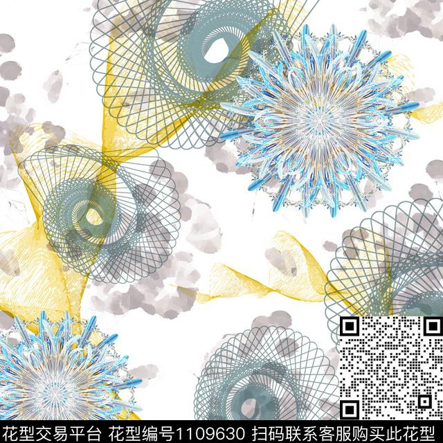 曼陀罗几何抽象数码印花华亿平台下载（图片编号: 1109630） - 瓦栏（Walan）