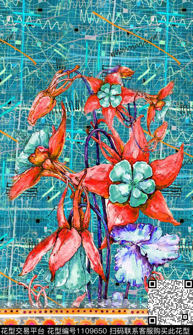 定位花花卉民族风数码印花华亿平台下载（图片编号: 1109650） - 瓦栏（Walan）