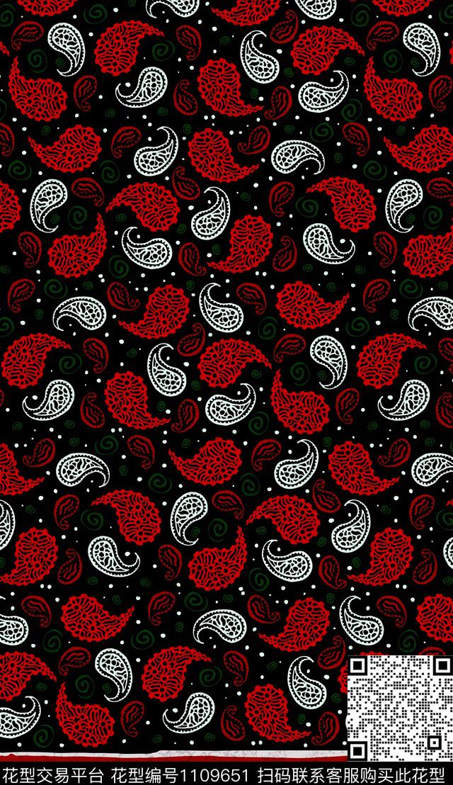 佩斯利定位花民族风数码印花华亿平台下载（图片编号: 1109651） - 瓦栏（Walan）