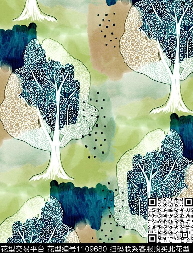 树手绘花卉水彩花卉数码印花华亿平台下载（图片编号: 1109680） - 瓦栏（Walan）
