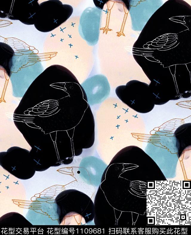 树手绘花卉水彩花卉数码印花华亿平台下载（图片编号: 1109681） - 瓦栏（Walan）