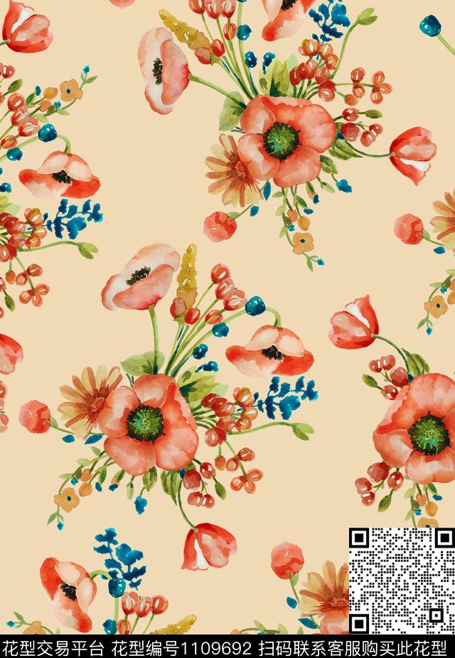 大牌风欧洲花卉传统印花华亿平台下载（图片编号: 1109692） - 瓦栏（Walan）