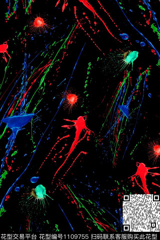 泼墨水彩花卉Fei-花纹肌理数码印花华亿平台下载（图片编号: 1109755） - 瓦栏（Walan）