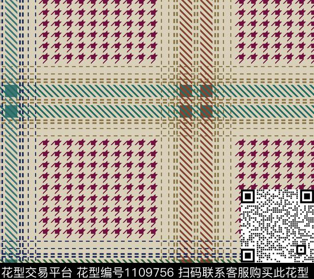 格子简约年轻女性数码印花华亿平台下载（图片编号: 1109756） - 瓦栏（Walan）