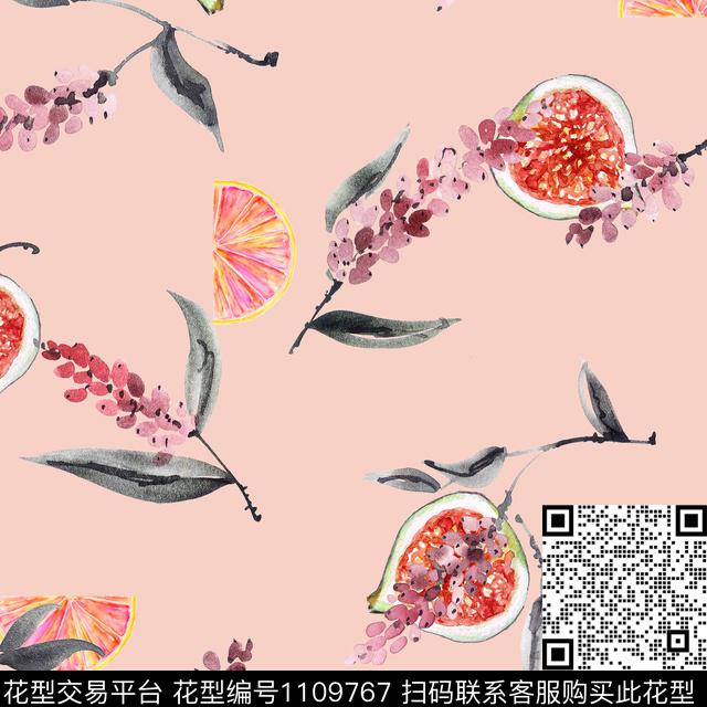 水彩花卉休闲蔬果数码印花华亿平台下载（图片编号: 1109767） - 瓦栏（Walan）