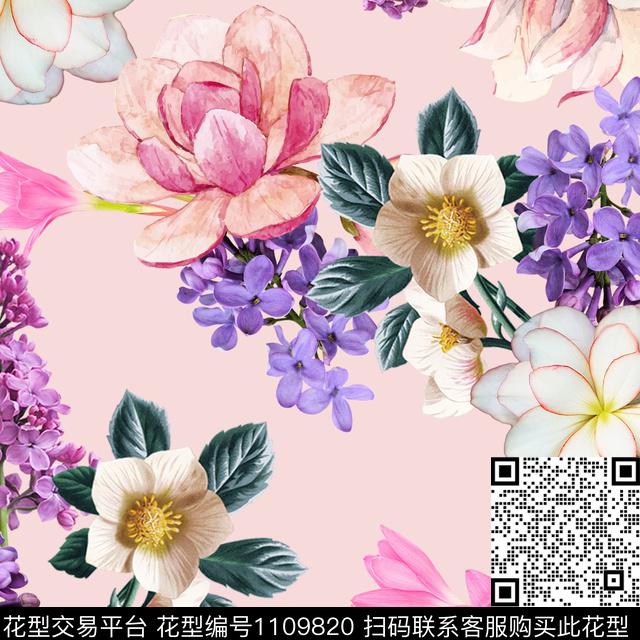 女装花卉大花数码印花华亿平台下载（图片编号: 1109820） - 瓦栏（Walan）