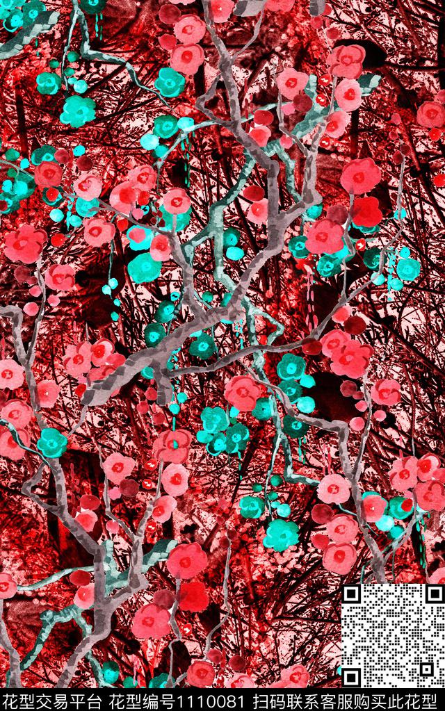 数码华亿平台花卉复古数码印花华亿平台下载（图片编号: 1110081） - 瓦栏（Walan）