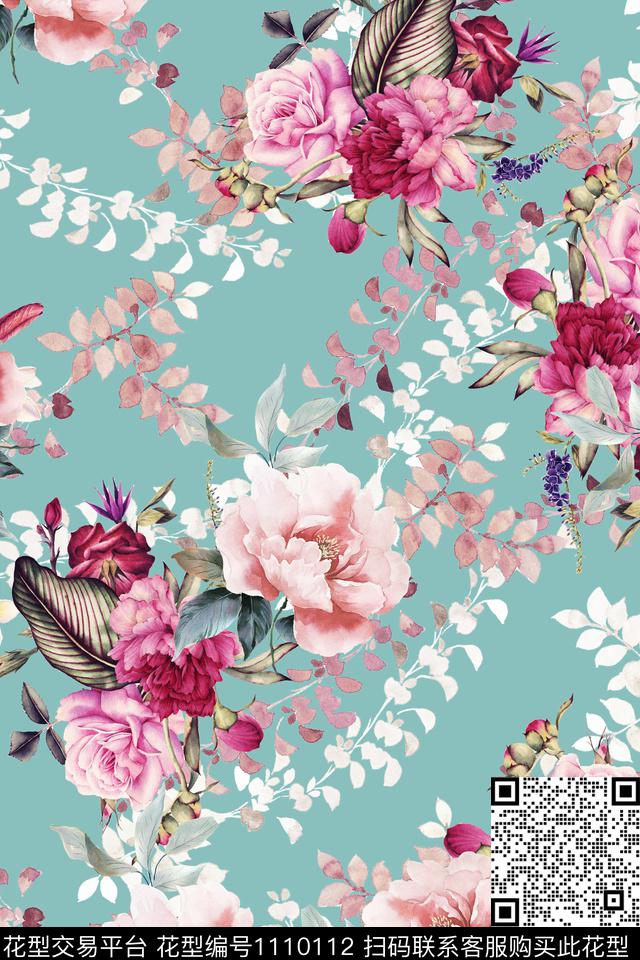 大牌风清爽底花卉雅致数码印花华亿平台下载（图片编号: 1110112） - 瓦栏（Walan）