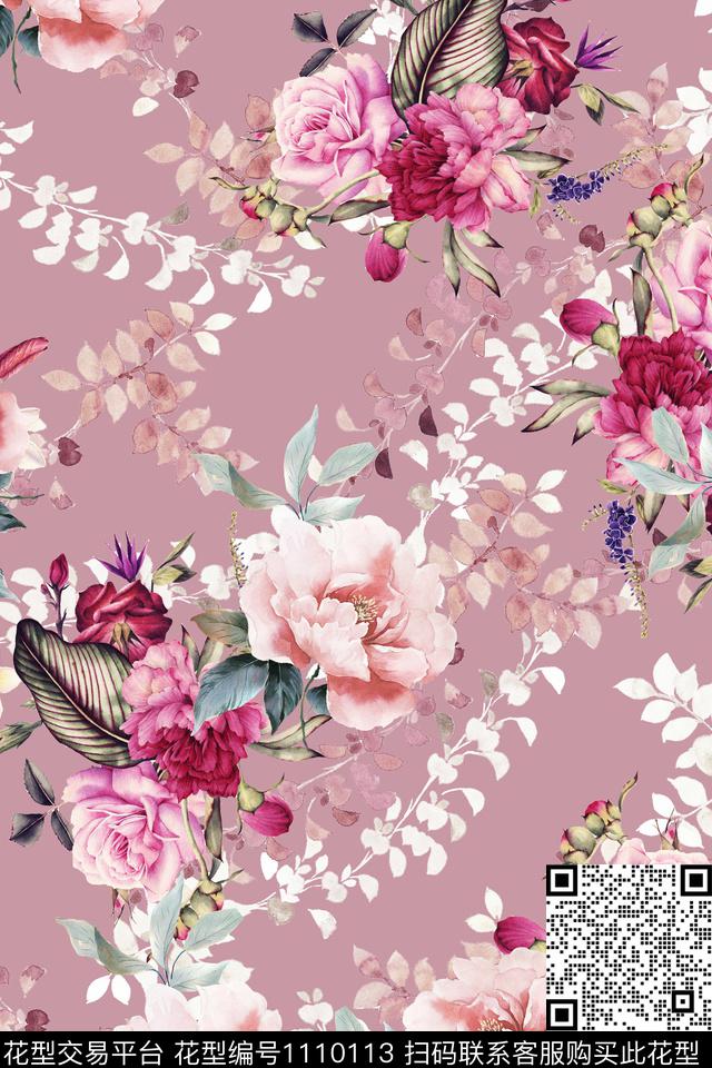 大牌风清爽底花卉雅致数码印花华亿平台下载（图片编号: 1110113） - 瓦栏（Walan）