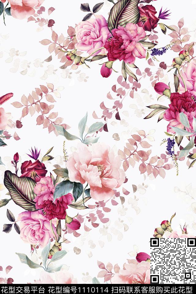 大牌风清爽底花卉雅致数码印花华亿平台下载（图片编号: 1110114） - 瓦栏（Walan）