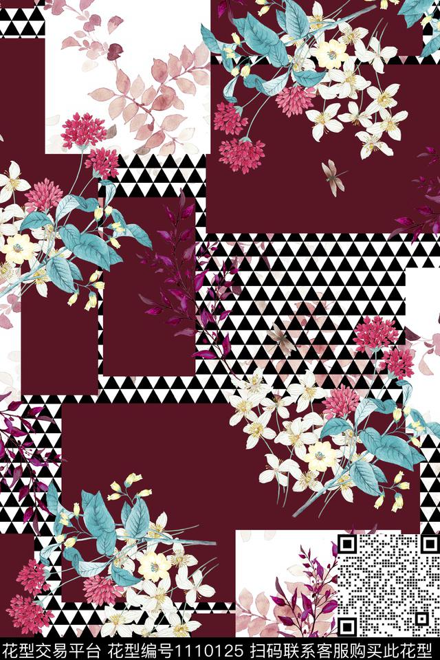 抽象男装创意清爽底花卉数码印花华亿平台下载（图片编号: 1110125） - 瓦栏（Walan）