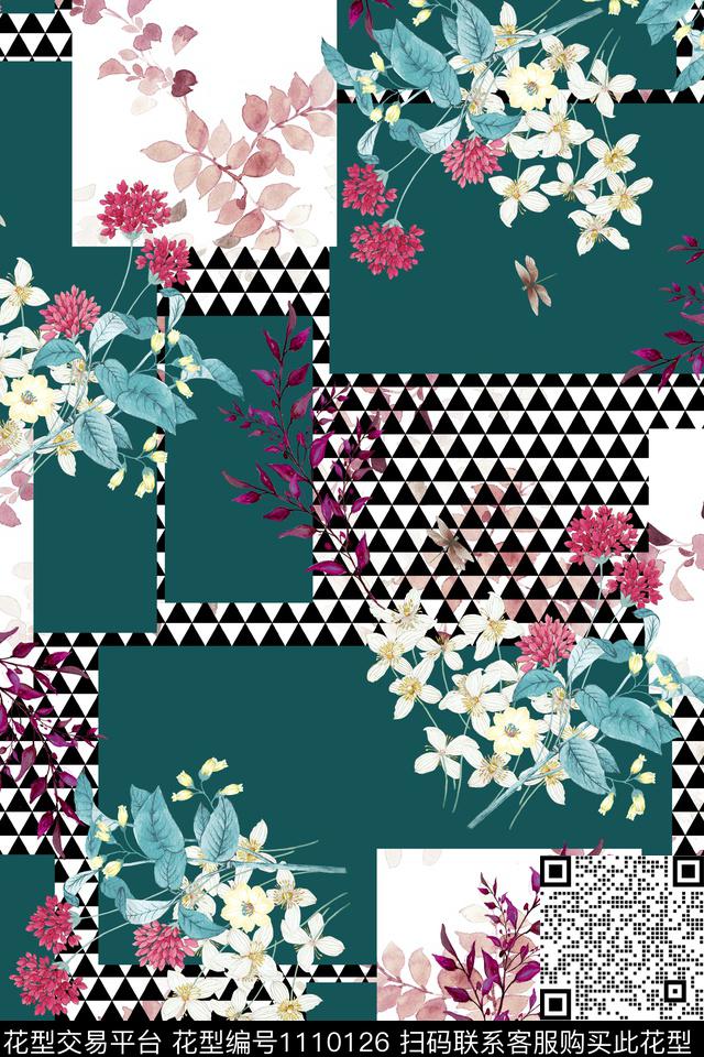 抽象男装创意清爽底花卉数码印花华亿平台下载（图片编号: 1110126） - 瓦栏（Walan）