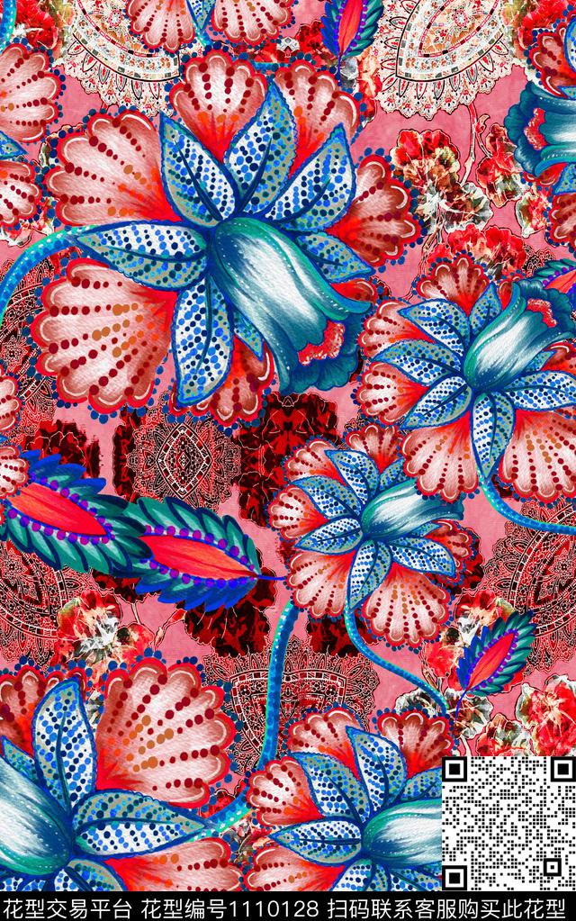 民族风数码华亿平台复古数码印花华亿平台下载（图片编号: 1110128） - 瓦栏（Walan）