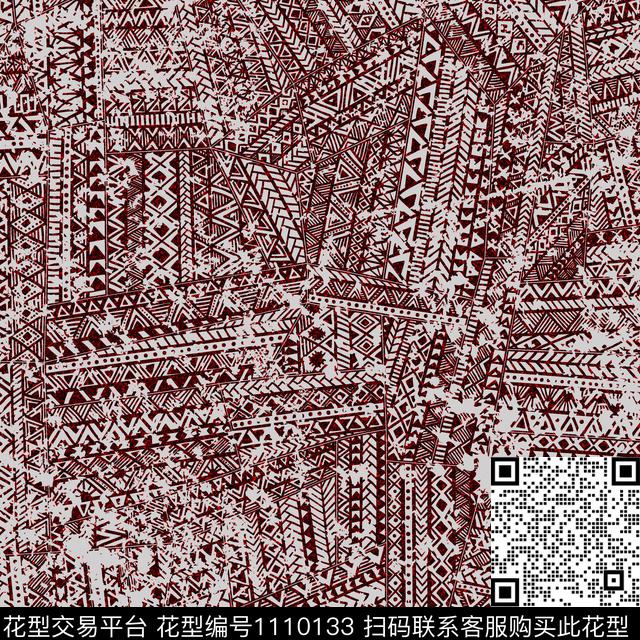 几何抽象乱序数码印花华亿平台下载（图片编号: 1110133） - 瓦栏（Walan）