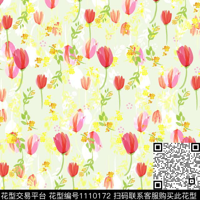 大牌风数码华亿平台手绘花卉数码印花华亿平台下载（图片编号: 1110172） - 瓦栏（Walan）
