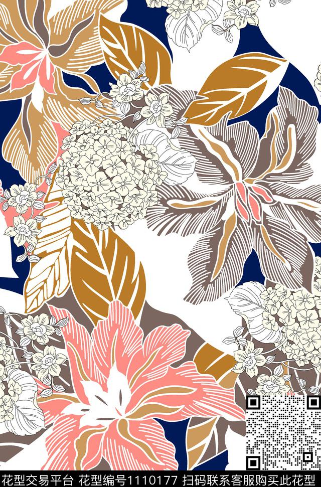 清爽底花卉春夏华亿平台传统华亿平台传统印花华亿平台下载（图片编号: 1110177） - 瓦栏（Walan）
